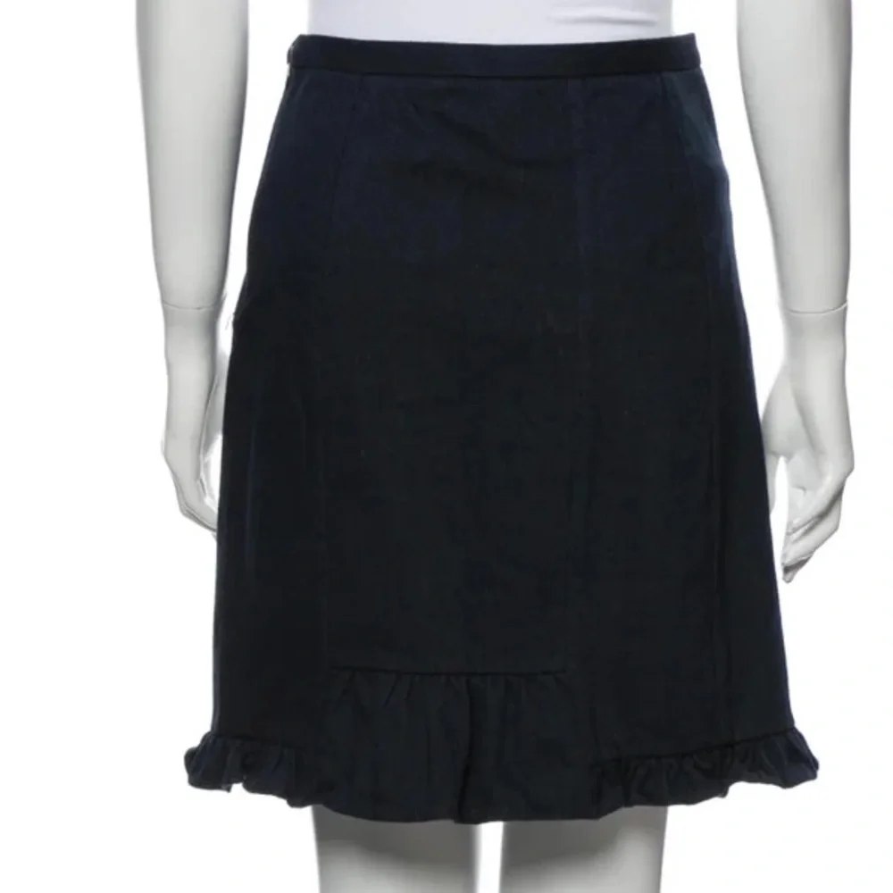 Diane Von Ferstenberg‎ ruffle embellishment denim mini skirt embroidered logo